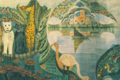 Albert Januarius di Decarli, Le paradis terrestre, Peinture à la cire sur carton, 222 cm x 502 cm, 1964