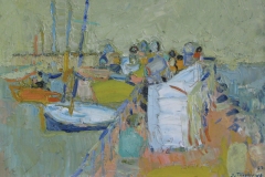 Jacques Truphémus, Le port de Nernier, Huile sur toile, 37 cm x 54 cm, 1958